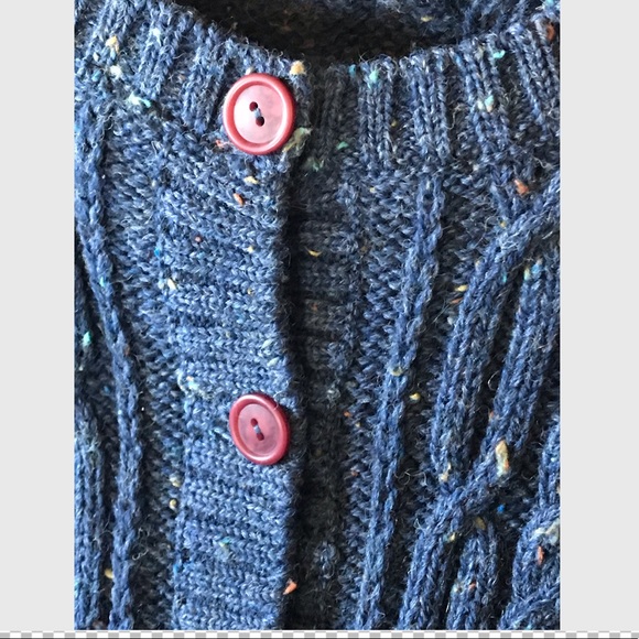 BLARNEY WOOLEN MILLS Chunky Cable Hand Knit Wool Sweater Button Down Cardigan S - Picture 7 of 10